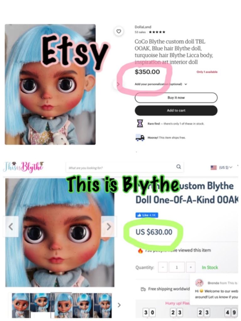 This is Blythe doll is cheaper on Etsy